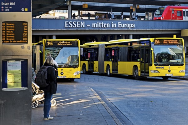 Essen public transport buses at the main station, local transport, 49-euro ticket, Essen, Ruhr