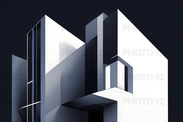 Minimalist abstract wallpaper illustration symbolizing architecture in simple geometric shapes, AI