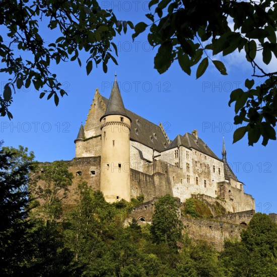 Vianden Castle, hilltop castle above the town, Vianden, Grand Duchy of Luxembourg