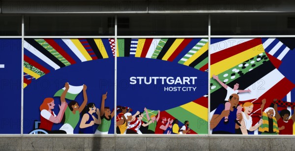 Banner, advertising and logo of the UEFA euro 2024 European Football Championship in Germany,