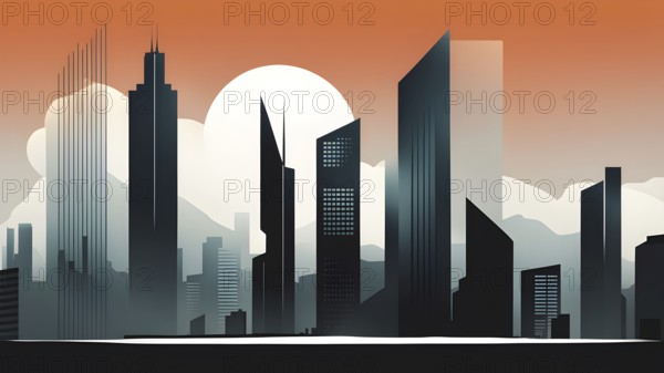 Minimalist abstract wallpaper illustration symbolizing architecture in simple geometric shapes, AI