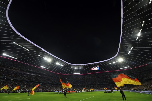 Overview, flag waving in front of the start of the match, German flags, flags, UEFA Nations League