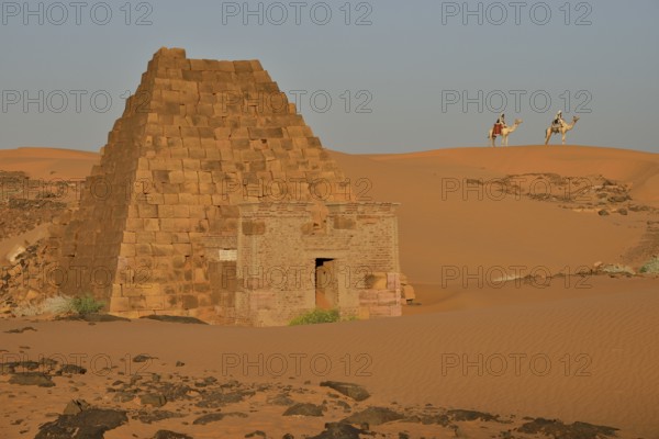 Pyramid of the south cemetery of Meroe, Black Pharaohs, Nubia, Nahr an-Nil, Sudan, Africa