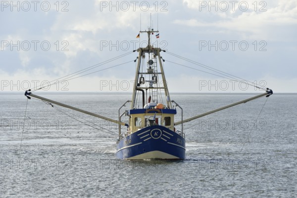 Fishing boat off Pellworm island, North Frisia, Schleswig-Holstein, Germany, Europe