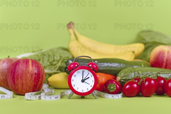 Diet concept for loosing weight with only eating healthy food at certain times with vegetables,