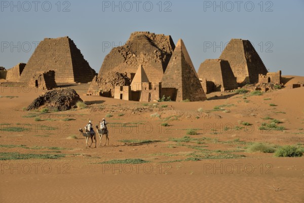 Pyramids of the northern cemetery of Meroe, Black Pharaohs, Nubia, Nahr an-Nil, Sudan, Africa