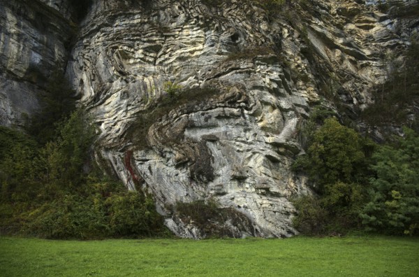 Geological rock formation, Jura, near Brienz, Canton Bern, Bernese Oberland, Switzerland, Europe
