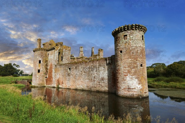 Exterior of Caerlaverock Castle, Dumfries Galloway, Scotland, United Kingdom, Europe