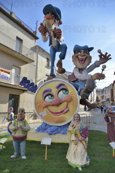 Falla papier-mâché figures at the Las Fallas Spring Festival, Pego, Province of Alicante, Spain,