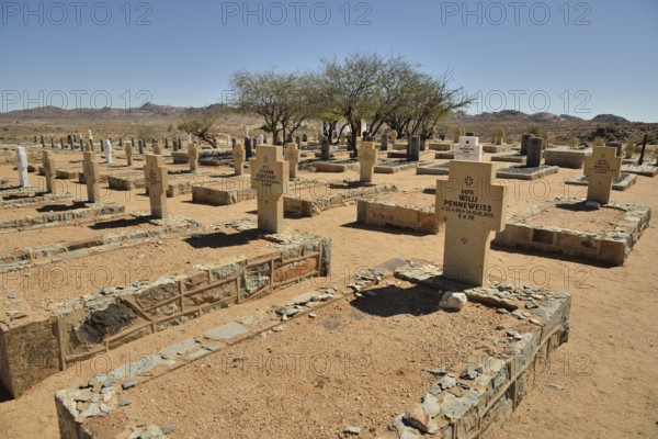 graves, German soldier cemetery, Karas Region, Namibia, Africa