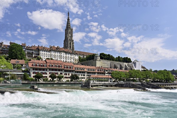 View of the Old Town, Bern Cathedral and the River Aare, Bern, Canton of Bern, Switzerland, Europe