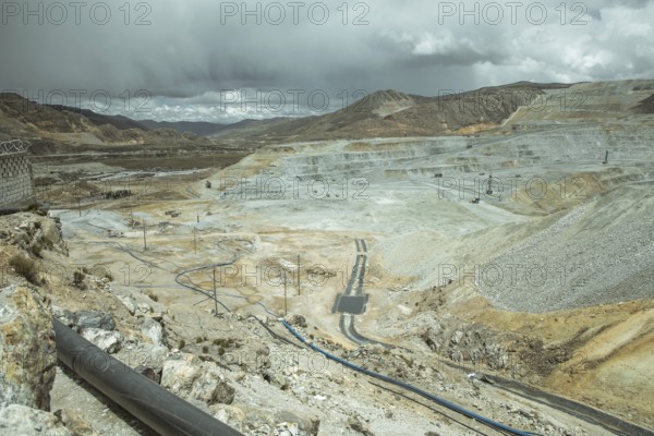 Open-cast mine for zinc extraction, Ticlio Pass, Abra de Anticona, Peru, South America