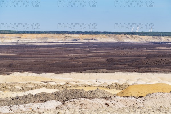 Spoil heaps in the Welzow-Süd opencast lignite mine, Niederlausitz, Spree-Neiße, Brandenburg,