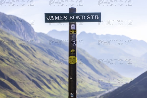 James Bond Goldfinger curve viewpoint on the Furka Pass. Scenes for the James Bond film Goldfinger