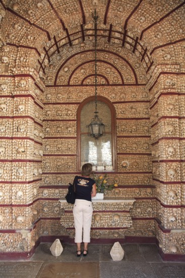 Capela dos Ossos, Bone Chapel, an ossuary in Faro, Portugal, which belongs to the 18th century