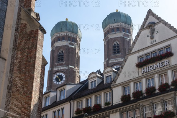 Onion domes of Munich Cathedral, Church of Our Lady, Munich, Bavaria, Germany, Europe