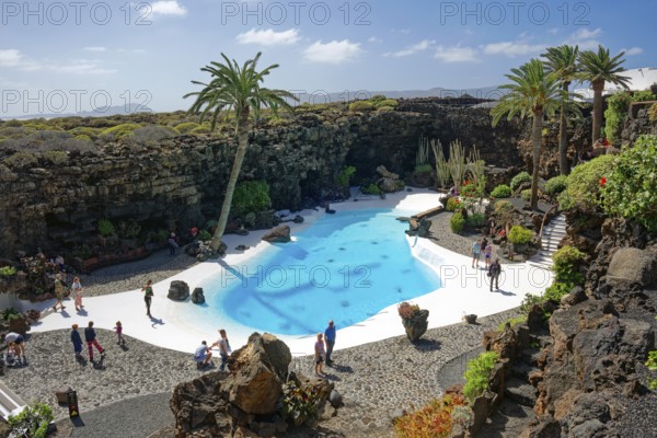 Pool landscape, Jameos del Agua art and cultural site, designed by artist César Manrique,