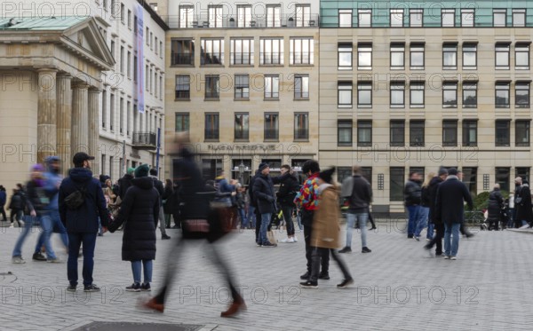 Motion blur, tourists and passers-by at Pariser Platz, Berlin, Germany, Europe