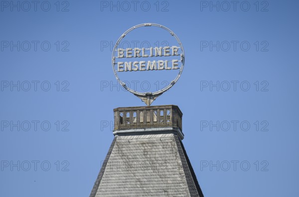 Logo on the roof of the Berliner Ensemble, Schiffbauerdamm, Mitte, Berlin, Germany, Europe