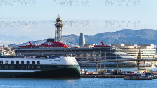 Cruise Ships and Cruise Ship Terminal in Barcelona, Spain, Europe