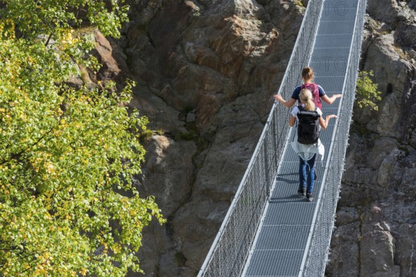 Belalp-Riederalp suspension bridge on the Aletsch Glacier, fear of heights, vertigo, hike, hiking,