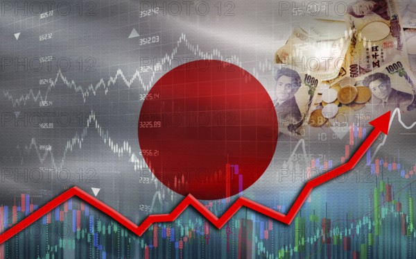 Japan economic growth on financial graph. Japan financial growth on market graph