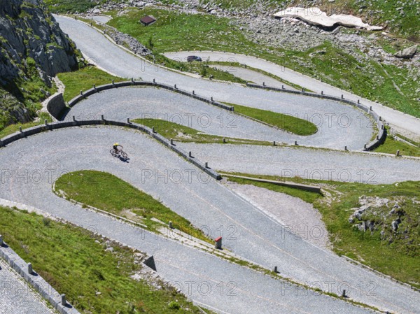 La Tremola, the world-famous serpentine road through the Val Tremolo. The Tremola road is the