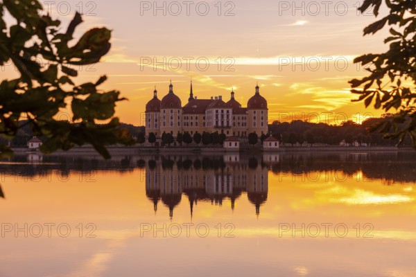 The moated castle, also known as a film set, lies in the middle of a lake and is a popular
