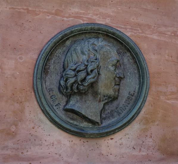 Bronze medallion of the philosopher Carl Christian Friedrich Krause by the sculptor Robert Henze,