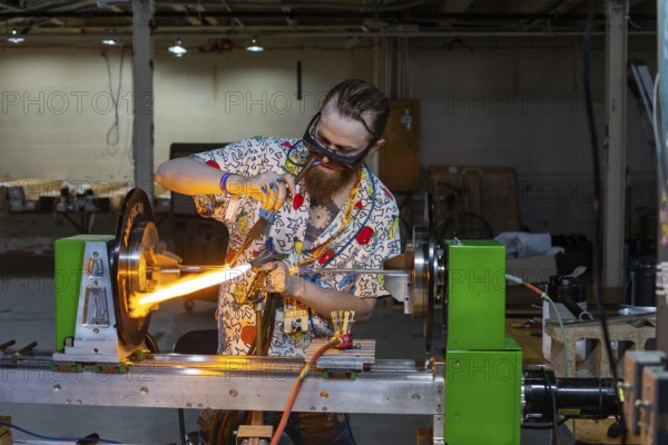 Detroit, Michigan, Artists create glass and other artworks at the Michigan Glass Project's annual