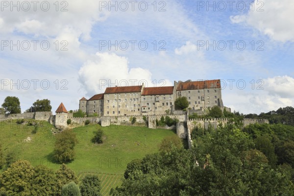Burghausen, back view of the longest castle in Europe, district of Altötting, Upper Bavaria,