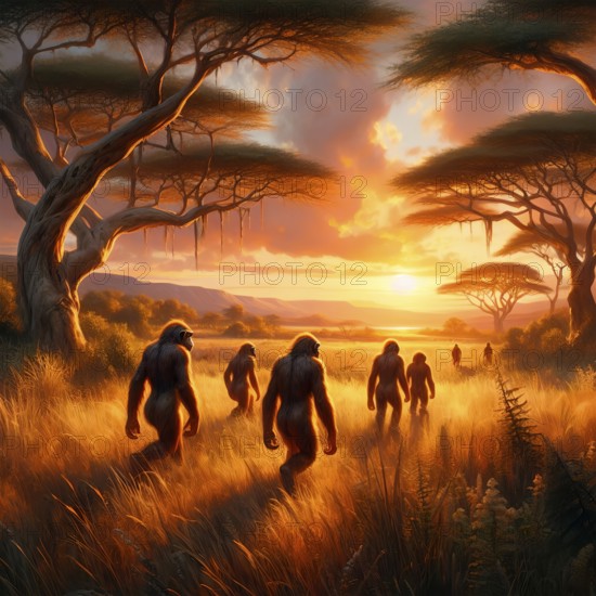 Australopithecus, prehistory, prehistory, a group of australopithecines in the prehistoric African