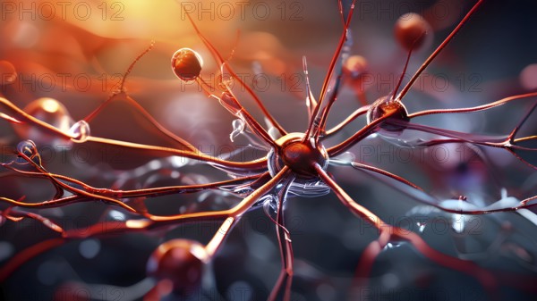 3d illustration of human neurons ans synapses of the nerve system, AI generated