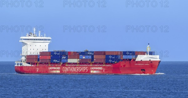 LNG-powered container ship, containership Containerships Aurora, sailing under the flag of Cyprus,