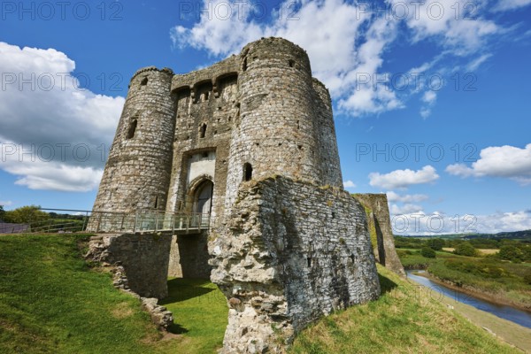 Gate towers of the Medieval Norman Kidwelly Castle, Kidwelly, Carmarthenshire, Wales, United