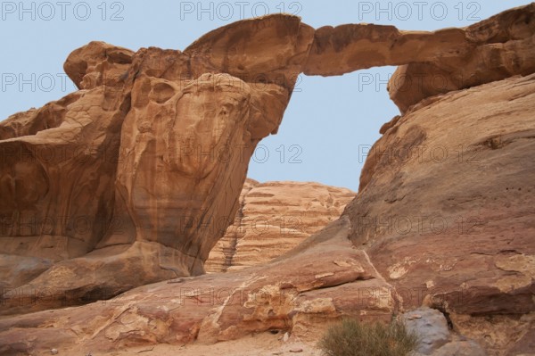 Jabal Umm Fruth rock bridge, one of several natural arches in the Wadi Rum desert, the Valley of