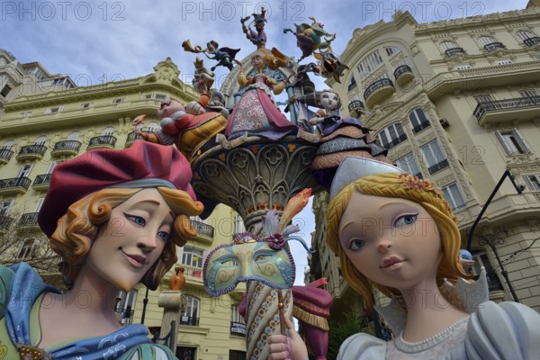 Falla figures at the Fallas festival, Valencia, Spain, Europe