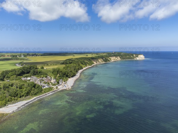 Aerial view of the fishing village of Vitt at Cape Arkona Putgarten, Rügen Island,