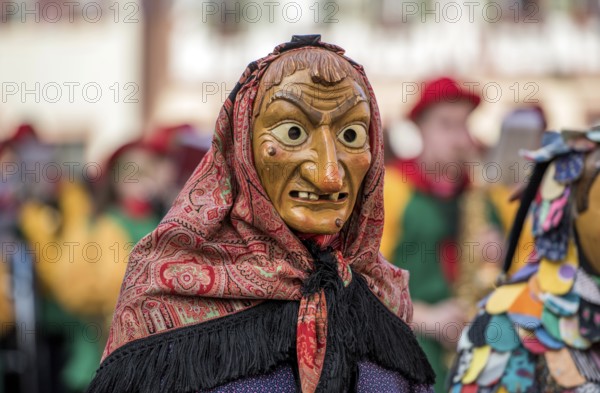 Witch on carnival procession, Big Fasendumzug, Gengenbach, Ortenaukreis, Alemannic Fasnacht,