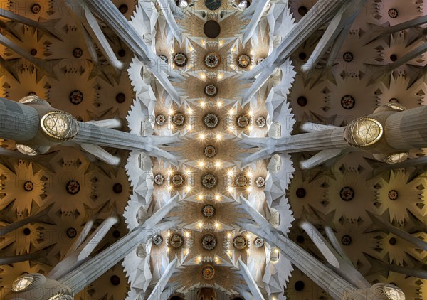 Interior of the Sagrada Família, Church of the Atonement of the Holy Family, architect Antoni