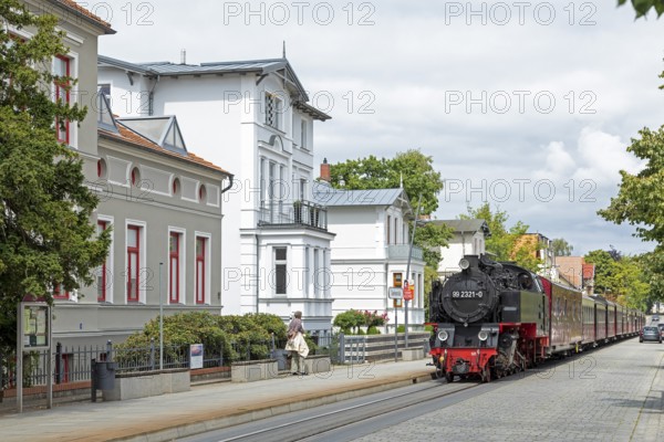 Molli steam train, town centre, Bad Doberan, Mecklenburg-Western Pomerania, Germany, Europe