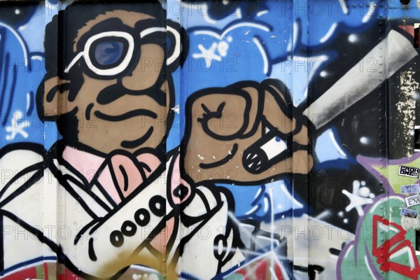 Graffiti of a marijuana smoker, Freetown Christiania, Fristad Christiania, alternative residential