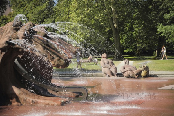 Water spray field, ornamental fountain Water features with sculptures in the park, park,