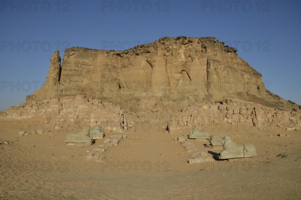 Aries Sphinx of Amun temple at the foot of Jebel Barkal, Karima, State of ash-Schamaliyya, Nubia,