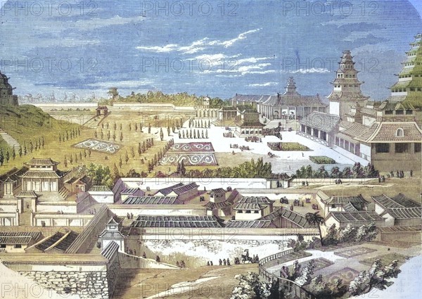 The Palace of Taicoun a Jeddo, Emperor of Tokyo, 1869, Japan, Historic, digitally restored
