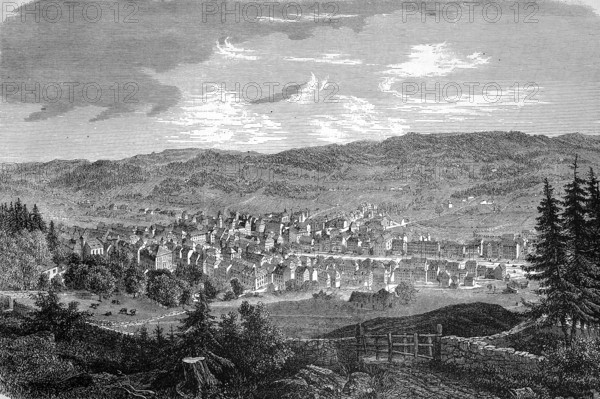 La Chaux-de-Fonds, town in the canton of Neuchâtel, 1869, Switzerland, Historic, digitally restored