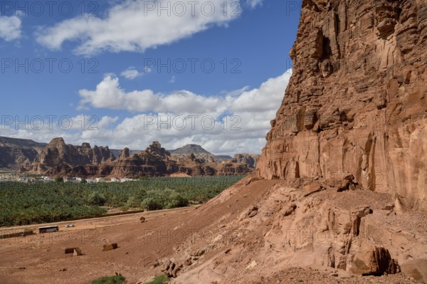 Rock of al-Khuraybah, Dadan or Dedan, near AlUla, Medina Province, Saudi Arabia, Arabian Peninsula,
