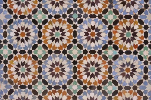 Wall mosaic, Ali Ben Youssef Madrasa, historic center, Marrakesh, Marrakesh-Tensift-El Haouz