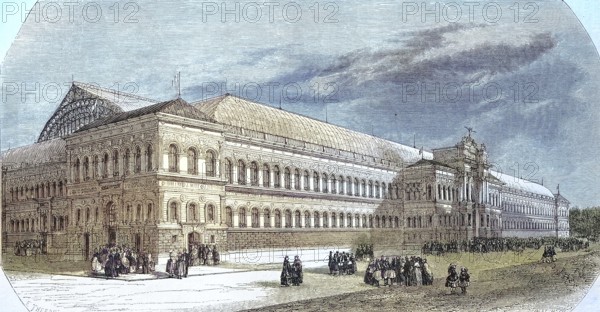 View of the Palace of the Universal Exhibition 1855, on the Champs Elysees, Paris, France,