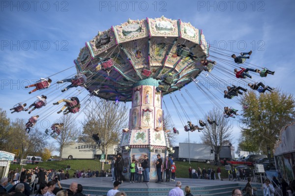 Chain carousel at the traditional Schätzelemarkt in Tengen, Hegau, Konstanz district,